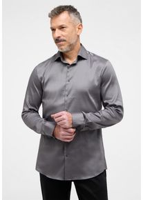 Langarmhemd Eterna "SLIM FIT", Damen, Gr. 43, Normalgr&ouml;&szlig;en, grau, Twill, 4% Elasthan, 26% Polyamid, 70% Lyocell, schmal, Manschette, Hemden Langarmhemd, EASY IRON (b&uuml;gelleicht)