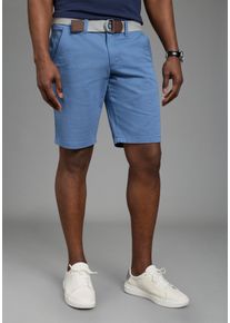 Shorts DELMAO, Herren, Gr. 30, N-Gr, blau, Web, Obermaterial: 98% Baumwolle, 2% Elasthan, bedruckt, gemustert, regular fit kniefrei, Hosen Shorts, kniefrei, gerades Bein, mit Eingrifftaschen und Ges&auml;&szlig;taschen