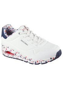 Sneaker Skechers "UNO-FREE STRYDE", Damen, Gr. 36, wei&szlig; kombiniert, Lederimitat, kontrastfarbene Details, Schuhe Sneaker, Schn&uuml;rschuh, Freizeitschuh mit Sternenaufruck auf der Sohle