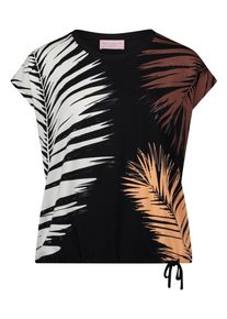 Rundhalsshirt Betty Barclay "Casual-Shirt mit Tunnelzug", Damen, Gr. 48, schwarz, braun, Obermaterial: 95% Viskose CV. 5% Elasthan EL., Shirts Rundhalsshirt