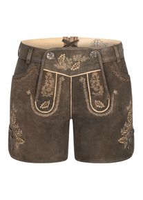 N&uuml;bler Trachtenlederhose N&Uuml;BLER "Lederhose Hotpant Meera", Damen, Gr. 42, EURO, braun, Obermaterial: 100% Lammleder LEL., Hosen Trachtenlederhose