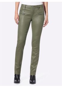 R&ouml;hrenhose Heine, Damen, Gr. 46, Normalgr&ouml;&szlig;en, gr&uuml;n (khaki), 98% Baumwolle, 2% Elasthan, Beschichtung:100% Polyurethan, unifarben, lang, Hosen R&ouml;hrenhose