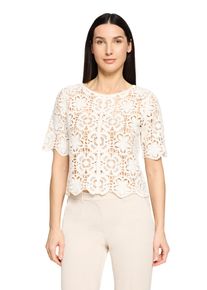 BETTY & CO Rundhalspullover BETTY & CO "Lochstrick-Pullover mit U-Boot-Ausschnitt", Damen, Gr. 34, wei&szlig; (rohwei&szlig;), Obermaterial: 60% Baumwolle CO. 40% Polyacryl PAN., Pullover Rundhalspullover