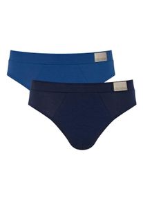 Slip Sloggi "Slip GO Natural Brief C2P 2er Pack", Herren, Gr. XL, blau, Obermaterial: 95% Baumwolle CO. 5% Elasthan EL., Unterhosen Slip