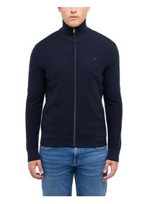 Cardigan Mustang "Herren Style Escondido", Herren, Gr. S, navy, Strick, 100% Baumwolle, regular fit, hoch geschlossener Ausschnitt, Strickjacken Cardigan