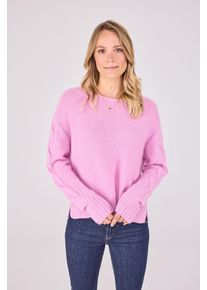 LIEBLINGSST&Uuml;CK Rundhalspullover LIEBLINGSST&Uuml;CK "AmairaL", Damen, Gr. 48, rosa (fresh rose), Strick, Obermaterial: 33% Alpaka, 33% Wolle, 31% Nylon, 3% Elasthan, clean, unifarben, figurumspielend h&uuml;ftlang, Rundhals, B&uuml;ndchen, Pullover Rundhalspullover, mit Zopfmuster am &Auml;rmel