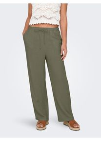 Schlupfhose Only "ONLSIESTA MW PULL-UP LINEN BL PNT NOOS", Damen, Gr. S, L&auml;nge 30, deep lichen gr&uuml;n, Web, Obermaterial: 80% Viskose, 20% Leinen, unifarben, straight fit normal, Hosen Schlupfhose, Viskosemischung