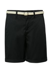 Bermudas s.Oliver, Damen, Gr. 40, N-Gr, schwarz, Web, Obermaterial: 98% Baumwolle, 2% Elasthan, ca. Mitte Oberschenkel, Hosen Bermudas, inkl. geflochtenem G&uuml;rtel, Baumwollstretch
