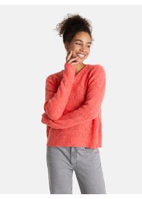 LIEBLINGSST&Uuml;CK Strickpullover LIEBLINGSST&Uuml;CK "S&ouml;lveL", Damen, Gr. 40, rot, Strick, Obermaterial: 34% Polyamid, 33% Alpaka, 33% Wolle, unifarben, h&uuml;ftbedeckend, V-Ausschnitt, Rippstrickb&uuml;ndchen, Pullover Strickpullover, mit dezentem Lochmuster, V-Neck