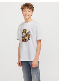 Jack & Jones T-Shirt JACK & JONES JUNIOR "JORANATOMY SKULL TEE SS CREW NECK SN JNR", Jungen, Gr. 128, wei&szlig; (hellwei&szlig;), Single Jersey, Obermaterial: 100% Baumwolle, bedruckt, relaxed fit normal, Rundhals, Shirts T-Shirt