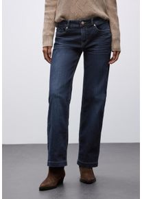 Straight-Jeans Street One, Damen, Gr. 26, L&auml;nge 30, deep indigo washed, Denim/Jeans, Obermaterial: 72% Baumwolle, 27% Polyester (REPREVE), 1% Elasthan, unifarben, straight fit lang, Jeans Straight-Jeans, im Five-Pocket Style