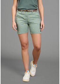 Chinoshorts Kangaroos, Damen, Gr. 36, N-Gr, salbei, Web, Obermaterial: 98% Baumwolle, 2% Elasthan, figurbetont kurz, Hosen Chinoshorts, kurze Hose mit geradem Bein, aus Baumwolle und Elasthan