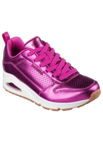 Sneaker Skechers "UNO-METALLIXS", Damen, Gr. 35, pink (magenta), Leder, metallic, Schuhe Sneaker, Keilsneaker, Plateausneaker, Schn&uuml;rschuh, Halbschuh im Metallic-Look