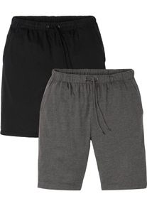 Shorts bonprix, Herren, Gr. 52/54, N-Gr, schwarz, anthrazit meliert, Web, Obermaterial: 60% Baumwolle, 40% Polyester, regular fit, Hosen Shorts, aus Baumwolle und Polyester, Regular Fit, leichte Qualit&auml;t