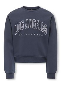 Sweatshirt KIDS Only "KOGSWEAT LS CREW OVZ STAT SWT NOOS", M&auml;dchen, Gr. 122/128, blau (ombre blau print:los angeles, california), Sweatware, Obermaterial: 60% Baumwolle, 40% Polyester, bedruckt, unifarben, loose fit normal, Rundhals, Rippb&uuml;ndchen, Sweatshirts Sweatshirt, Baumwollmischung, loose fit