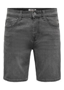 Only & Sons Shorts ONLY & SONS "ONSWEFT BOX PIM DNM SHORTS OTL", Damen, Gr. M, N-Gr, medium grau denim, Web, Obermaterial: 50% Baumwolle, 30% Polyester, 18% Viskose, 2% Elasthan, unifarben, regular fit knielang, Hosen Shorts