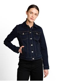 Jeansjacke Tom Tailor, Damen, Gr. 3XL, clean rinsed blau denim, Denim/Jeans, Obermaterial: 99% Baumwolle, 1% Elasthan. Futter: 100% Baumwolle, unifarben, regular fit h&uuml;ftbedeckend, Rundhals, Jacken Jeansjacke, mit Stretch