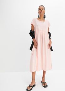 Midikleid bonprix "Midikleid aus reiner Baumwolle", Damen, Gr. 48/50 (XL), N-Gr, rosa (bonbonrosa), Obermaterial: 100% Baumwolle, loose fit, Kleider Midikleid, aus reiner Baumwolle, lockere Passform, mit Schlitzdetail