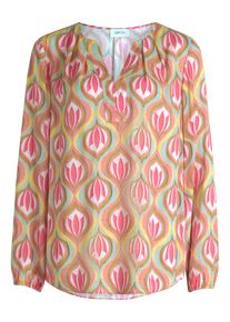 Klassische Bluse Cartoon "Casual-Bluse mit Muster", Damen, Gr. 38, bunt (pink, gr&uuml;n), Obermaterial: 100% Viskose CV., Blusen Klassische Bluse