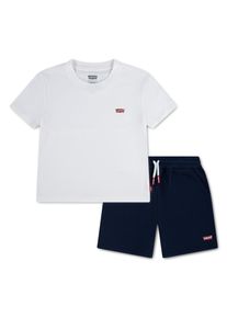 T-Shirt & Sweatbermudas LEVI'S KIDS "LVB BATWING TEE & KNIT SHORT", Jungen, Gr. 14 (164), hellwei&szlig;, Jersey, Obermaterial: 60% Baumwolle, 40% Polyester, unifarben, KOB Set-Artikel T-Shirt & Sweatbermudas, mit kleinem Logo-Batwing-Print