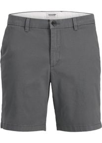 Jack & Jones Chinohose JACK & JONES "JPSTMARCO DYLAN CHINO SHORTS", Damen, Gr. XXL, N-Gr, castlerock, Web, Obermaterial: 98% Baumwolle, 2% Elasthan, unifarben, regular fit knielang, Hosen Chinohose