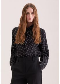 Klassische Bluse Seidensticker, Damen, Gr. M38, schwarz, 100% Viskose, gemustert, gepunktet, regular fit, ohne Ausschnitt, Blusen Klassische Bluse, 1/1 Kragen Druck