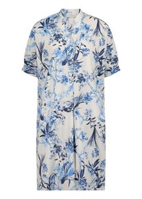 Hemdblusenkleid Vera Mont "Hemdblusenkleid mit Knopfleiste", Damen, Gr. 44, EURO, bunt (beige, blau), Obermaterial: 97% Baumwolle CO. 3% Elasthan EL., Kleider Hemdblusenkleid