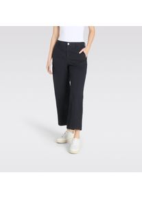 Schlaghose MAC "CARI", Damen, Gr. 44, N-Gr, blau (dunkelblau ppt), Web, Obermaterial: 97% Baumwolle, 3% Elasthan, lang, Hosen Schlaghose
