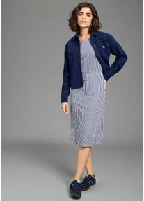 Sommerkleid Laura Scott, Damen, Gr. 36, N-Gr, navy, gestreift, Single Jersey, Obermaterial: 50% Baumwolle, 50% Modal, gestreift, 7/8-L&auml;nge, Kleider Sommerkleid, im Basic-Stil - in unifarben, gebl&uuml;mt oder gestreifter Optik