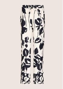 Madeleine Mode Chinos MADELEINE "Palazzohose Sommerhose mit floralem Muster", Damen, Gr. 22, N + K Gr, wei&szlig; (wollwei&szlig;, schwarz), Obermaterial: 100% Viskose CV., Hosen Chinos