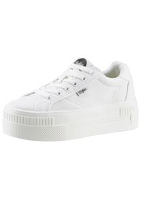 Plateausneaker Buffalo, Damen, Gr. 39, wei&szlig;, Textil, Schuhe Plateausneaker, Freizeitschuh, Halbschuh, Schn&uuml;rschuh mit Logoverzierung, Topseller