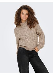 Stehkragenpullover Only "ONLIDA LIFE LS HIGH NECK KNT", Damen, Gr. L, chestnut detail:melange, Strick, Obermaterial: 82% Polyester, 14% Polyacryl, 4% Wolle, meliert, regular fit, Rippstrickb&uuml;ndchen, Pullover Stehkragenpullover