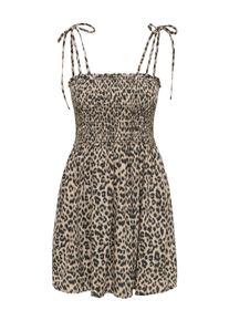 Sommerkleid Only "ONLEMMIA SMOCK DRESS PNT", Damen, Gr. XL, N-Gr, schwarz aop:leo, Web, Obermaterial: 98% Polyester, 2% Nylon, bedruckt, stretch fit kurz, ohne Ausschnitt, Kleider Sommerkleid, Materialmix, stretch