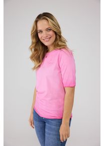 LIEBLINGSST&Uuml;CK Rundhalsshirt LIEBLINGSST&Uuml;CK "CandiceEP", Damen, Gr. XXL (44), pink (lovely pink), Jersey, Obermaterial: 95% Baumwolle, 5% Elasthan, clean, unifarben, regular fit taillenbedeckt, Rundhals, Shirts Rundhalsshirt, mit Statement-Stickerei und im Batik-Look