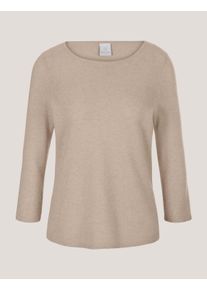 Madeleine Mode Longpullover MADELEINE "Strickpullover Kaschmirpullover mit U-Boot-Ausschnitt", Damen, Gr. 44/46, braun (berber), Obermaterial: 100% Kaschmir WS., Modern, normal, Pullover Longpullover, Kaschmirpullover mit 3/4 Arm