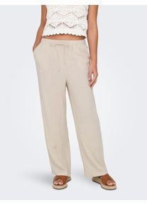 Schlupfhose Only "ONLSIESTA MW PULL-UP LINEN BL PNT NOOS", Damen, Gr. M, L&auml;nge 30, moonbeam, Web, Obermaterial: 80% Viskose, 20% Leinen, unifarben, straight fit normal, Hosen Schlupfhose, Viskosemischung