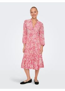 Tunikakleid Only "ONLMILANA &ndash; Tunikakleid aus Viskose mit gebl&uuml;mtem Print", Damen, Gr. S, N-Gr, cloud dancer, Web, Obermaterial: 100% Viskose, bedruckt, loose fit Midi, V-Ausschnitt, Kleider Tunikakleid, gebl&uuml;mt, modisch, loose fit, Viskose, V-Ausschnitt