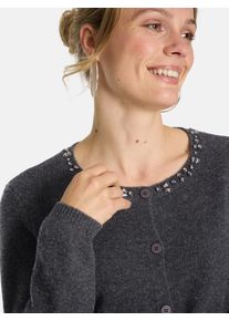 LIEBLINGSST&Uuml;CK Strickjacke LIEBLINGSST&Uuml;CK "BrilliL", Damen, Gr. 34, anthrazit, Strick, Obermaterial: 100% Wolle, unifarben, regular fit normal, Rundhals, Strickjacken Strickjacke, mit Glitzersteinchen