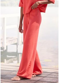 Loungehose ELBSAND, Damen, Gr. 44/46, N-Gr, rot, Feinstrick, Obermaterial: 55% Baumwolle, 45% Nylon, unifarben, bequem lang, Hosen Loungehose, aus hochwertigem Feinstrick, Loungewear