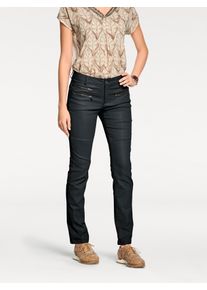 R&ouml;hrenhose Heine, Damen, Gr. 42, Normalgr&ouml;&szlig;en, schwarz, 98% Baumwolle, 2% Elasthan, Beschichtung:100% Polyurethan, unifarben, lang, Hosen R&ouml;hrenhose