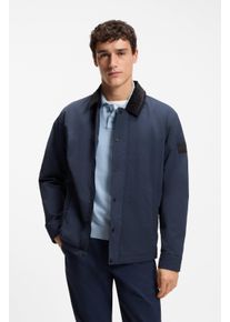 Outdoorhemd BOSS Orange "Leldon-zip", Damen, Gr. 3XL, N-Gr, open blau464, Web, Obermaterial: 100% Polyamid, unifarben, oversize normal, Rundhals, 1-Knopf-Manschette, Hemden Outdoorhemd, Oversize Fit, kontrastfarbiger Kragen, wattiert