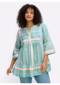 sheego by Joe Browns sheego Gro&szlig;e Gr&ouml;&szlig;en Tunika im Streifen-Mix, mit Volants, kalkmint-hummer-gemustert, Gr&ouml;&szlig;e 50 - Damen