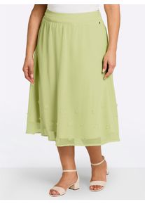 sheego Gro&szlig;e Gr&ouml;&szlig;en Chiffonrock mit Bl&uuml;ten-Applikationen am Saum, pistazie, Gr&ouml;&szlig;e 56 - Damen