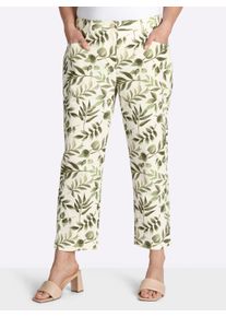 sheego Gro&szlig;e Gr&ouml;&szlig;en Druckhose in schmaler Form, champagner-pistazie-gemustert, Gr&ouml;&szlig;e 44 - Damen