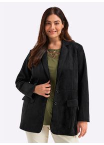 sheego Gro&szlig;e Gr&ouml;&szlig;en Blazer in Veloursleder-Optik, schwarz, Gr&ouml;&szlig;e 56 - Damen