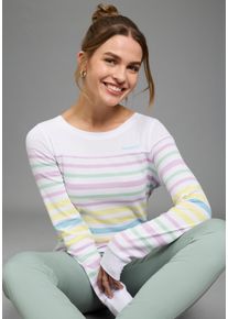 Langarmshirt Kangaroos, Damen, Gr. 32/34, wei&szlig;, pastell, Rippware, Obermaterial: 100% Baumwolle, figurbetont h&uuml;ftbedeckend, Rundhals, Shirts Langarmshirt, k&ouml;rpernahe Passform, unifarben, sportlicher Look, aus Baumwolle