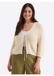 sheego Gro&szlig;e Gr&ouml;&szlig;en Cardigan im Linksstrick, mit Lurexfaden, champagner-goldfarben, Gr&ouml;&szlig;e 52/54 - Damen