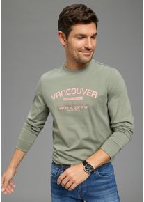 MAN'S WORLD Langarmshirt MAN'S WORLD "Neue Kollektion", Herren, Gr. L (52/54), khaki, Single Jersey, Obermaterial: 100% Baumwolle, bedruckt, schmal, Rundhals, angesetztes B&uuml;ndchen, Shirts Langarmshirt, casual Stil, Langarm, schmale Passform