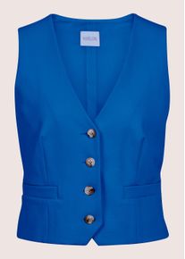 Madeleine Mode Kurzweste MADELEINE "Weste &Auml;rmellose Weste", Damen, Gr. 36, blau (azurblau), Obermaterial: 65% Viskose CV. 30% Polyamid PA. 5% Elasthan EL., Modern, normal, Westen Kurzweste