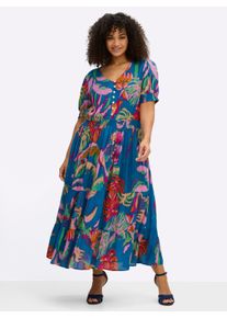 sheego Gro&szlig;e Gr&ouml;&szlig;en Sommerkleid mit tropischem Print, royalblau-erdbeere-gemustert, Gr&ouml;&szlig;e 44 - Damen